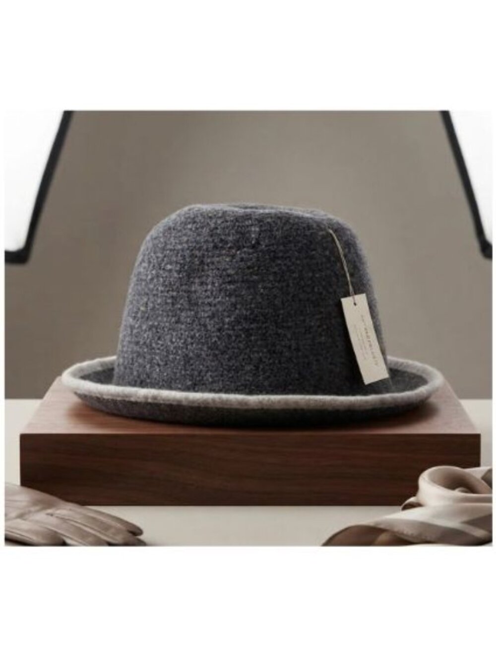 NWT ANTHROPOLOGIE 100% WOOL DARK GRAY BUCKET HAT OS